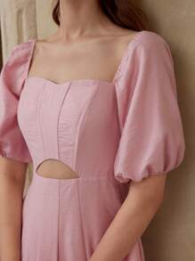 MOTF PREMIUM ROBE DÉCOUPÉE AVEC DÉTAIL RENFONCÉ - Rose bonbon - Voir 2