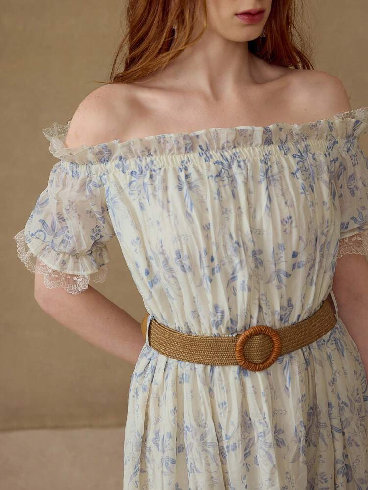 FLOWER PRINTED FRILL DRESS