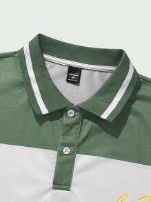 Manfinity Campus Court 男士条纹短袖休闲通勤 Polo 衫，适合网球 - 彩色 - 查看 4