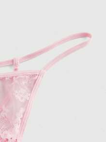 ROMWE Kawaii Lace & Mesh Contrast Ruffle Halter Tied Waist Sexy Dress - Multicolor - View 9