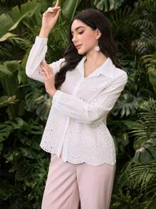 Modelyn Women's Casual Solid Color Blouse, Minimalist & Fashionable For Daily Wear