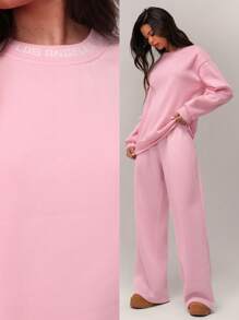 Forever 21 Women's Solid Color Drop Shoulder Long Sleeve Casual Sweatshirt