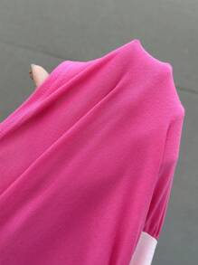 SHEIN Leap Crew Tween 女童度假休闲时尚街头纯色拼接盖袖针织连衣裙