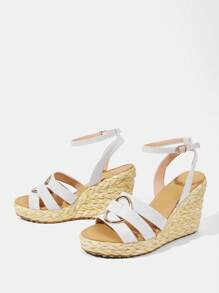 Styleloop Rope Woven Wedge Thick Sole Sandals, Suitable For Party, Wedding, Everyday Wear, Holiday Spring Break Easter - White - View 6