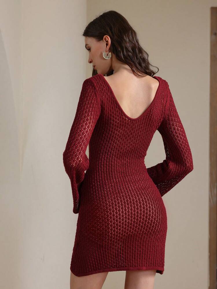 Women's Hollow Out Knitted Dress, Minimalist Fashion Casual For Everyday Wear For Summer Beach Vacation