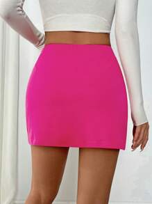 Muchica Summer SkirtLadies' Side Split Hem Skirt - Hot Pink - View 2