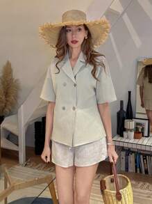 Chiquease Women INS Style Bamboo Knot Shorts, Minimalist Fashion Casual Daily Wear - Apricot - View 3