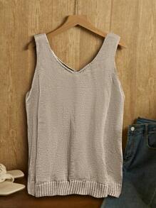 EMERY ROSE 女士纯色 V 领休闲针织背心，秋冬 - 芥末黃 - 查看 2