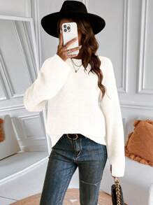 EMERY ROSE New Upgraded Premium Thicker Women's Grey Crew Neck Sweater Knit Pullover Fall Winter