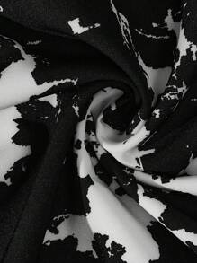 SHEIN LUNE Plus Size Fashionable Tie-Dye Print Wide Leg Pants - Black and White - View 5