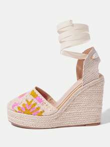 Styleloop Women's Woven Rope Platform Wedge Sandals, Vacation Style BOHO Chic Retro American Western Music Festival Party Outfit