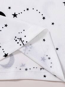 2pcs/Set Toddler Boys Casual Star & Moon Print Short Sleeve T-Shirt And Shorts Snug Fit Pajama Set Tight Fit Pajama","Tight Fit" Pj Sets For Kids Young Boys Tops