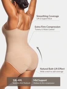 SHAPORA 2 件装无缝高腰丁字裤套装塑身衣下装塑身提臀器带可调节 3 级闭合提臀器-腹部腰部控制 - 彩色 - 查看 2