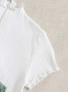 SHEIN Tween Girls 3pcs Solid Ribbed Wave Hem Fitted Short Sleeve T-Shirt Set, Casual Daily Wear, Back To School, Spring/Summer - Multicolor - View 5