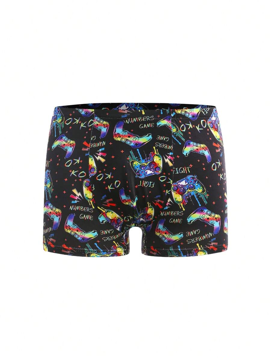 牛奶丝舒适印花平角内裤，青少年男童内裤