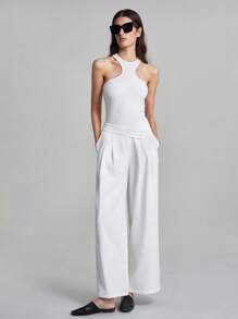 Ontre Top a maglia bianco classico, nuovo per la primavera 2025, top casual a costine, regalo ideale per la Festa di San Valentino