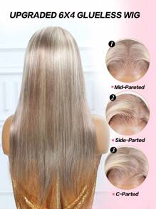 6*4 Wear&Go Glueless Wig 18/613 Highlight Blonde Long Straight Wig 100% Human Hair 180% Density 18 Inch 20 Inch - S18/613 - View 4