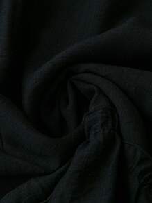 Mulvari Đầm thường ngày dài tay màu trơn cỡ lớn, thời trang tối giản để mặc hàng ngày - màu đen - Xem 5