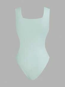 Muchica 4pcs Solid Summer Square Neck Bodysuit - Multicolor - View 8