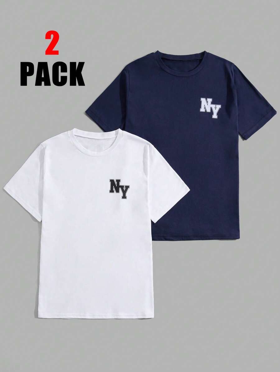 EURMUSE Men Cottonline 2pcs Letter Printed Regular T-Shirts - Multicolor - View 1