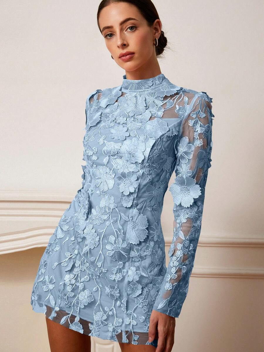 Aveloria Rosie Women's Spring Embroidered Party/Date Night Long Sleeve Dress Elegant FashionableOld Money Style For Spring Fall