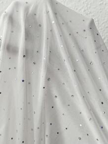 MaterniWear Maternity Elegant Square Neck Ruched Sequin Mesh Party Bodycon Dress, Christmas - White - View 7