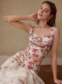 MOTF BLOMSTRYCK ÄRMlös CROP BLUS - Rosa - Visa 2