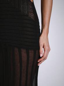 COSMINA Women's Long Black Crochet Hollow Out Mesh Vacation Dress - Black - View 6