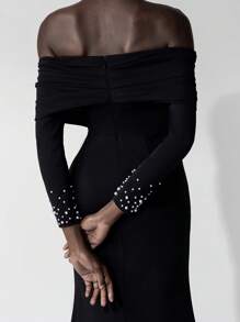 Elitara Elegante vestido de Body ceñido con volantes y escote en V, de manga larga, elástico, con cola de pez, adecuado para invitados de boda, fiestas de solteros, vacaciones, bailes, galas de noche, fiestas, vestido formal