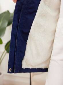 SHEIN Giacca con cappuccio a maniche lunghe con stampa semplice per ragazze pre-adolescenti