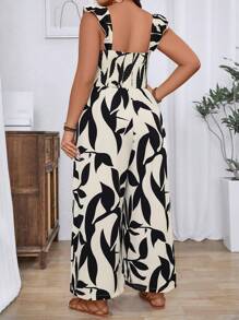 SHEIN Clasi 大码简约时尚休闲无袖连体裤，适合日常穿着 - 杏色 - 查看 2