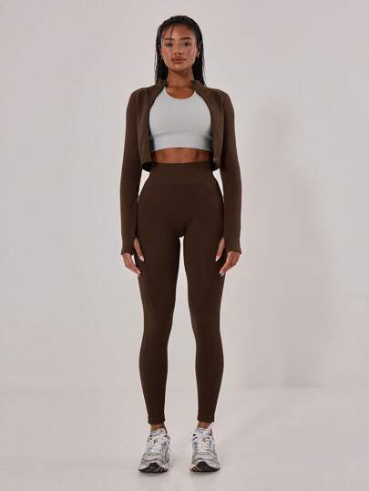 Musera Sport Leggings senza cuciture a vita alta con costine, abbigliamento attivo, per allenamento, uso quotidiano, corsa, palestra, autunno inverno