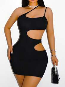 Sirith 女士露背镂空吊带迷你连衣裙 - 黑色 - 查看 4