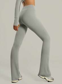 Musera Sport Sculpt Flare Leggings, For Padel, Tennis, Pickleball Gym Fitness - Light Grey - View 4