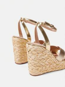 Styleloop Rope Woven Wedge Thick Bottom Sandals, Suitable For Party, Wedding, Everyday And Vacation Wear - Gold - View 4