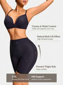 SHAPORA Định hình cơ thể định hình eo cao giữa đùi Shapewear quần lót định hình mông nâng bụng-Kiểm soát eo đùi - màu đen - Xem 2