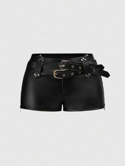 Grunge Punk Shorts ultracrops con cintura súper baja para mujer, ideales para festivales de música