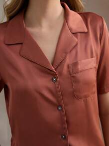 Ocili Leisure Women Solid Color V-Neck Short Sleeve Top And Shorts Pajama Set