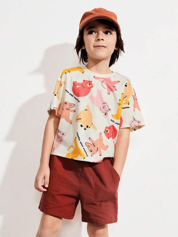 THE HAPPY LOOK Set de tricou cu mânecă scurtă și cu buzunare cu talie elastică, potriviti pentru ținuta zilnică/de vacanță