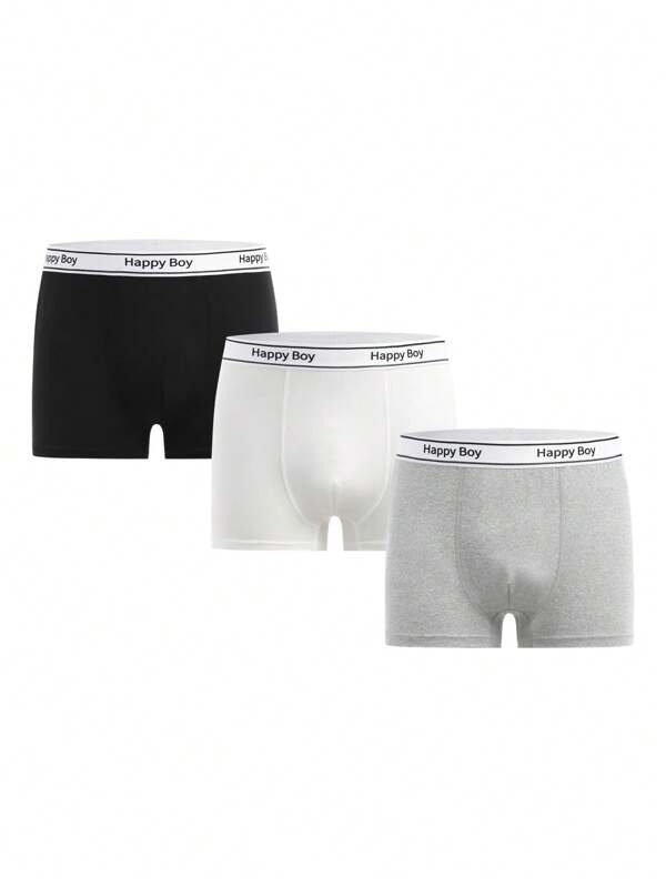 Set de 3 piezas de ropa interior de seda de leche con cintura cómoda para niños mayores