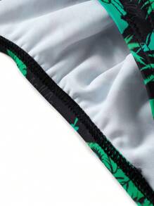 Manfinity Swimmode Men's Tropical Print Thong For Beach & Resort Men Swim Trunks