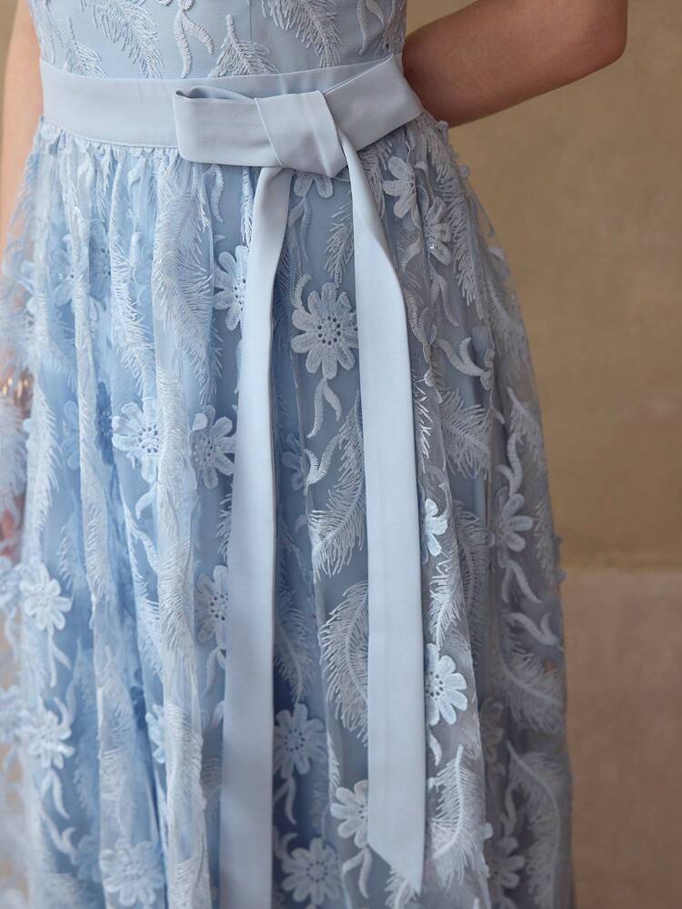 GUIPURE LACE BELTED DRESS