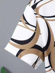 Teen Boy Traditional Print Khaki Shirt And Pants 2 Pieces Outfit - Khaki - View 6