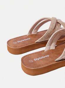 Styleloop Women's Casual Versatile Flat Sandals, Vacation Style - Brown - View 5