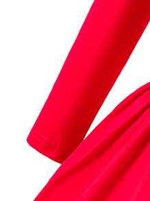 Vestito casual a maniche lunghe con collo tondo e pieghe per ragazze giovani