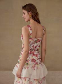 MOTF BLOMSTRYCK ÄRMlös CROP BLUS - Rosa - Visa 7