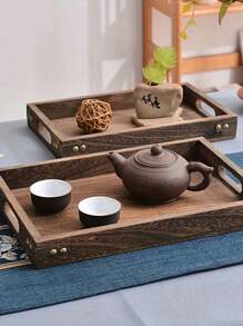 1 pieza Bandeja de madera multifuncional, bandeja decorativa rectangular anidada para cosméticos, aperitivos, adecuada para el hogar, patio, cafetería, fiesta, cocina, regalo de Navidad