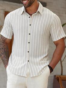 ResortEase Plus Size Men's Casual Simple Short Sleeve Shirt, Everyday Wear