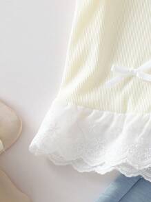 Baby Girl Cute Bow Decor Sleeveless Tank Top And Casual Pants Set, Summer