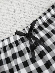 RueChic Women High Quality Soft Touch Viscose Plaid Pattern Lounge Bottom - Black and White - View 4